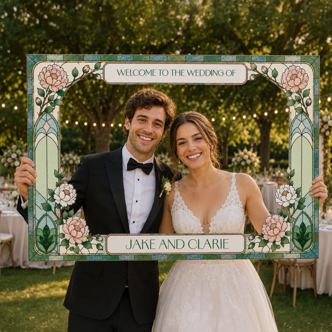 Stained Glass Wedding Photo Booth Frame — Art Nouveau Floral - SpeedyOrders