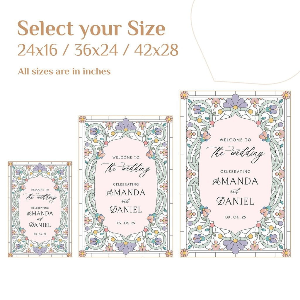 Stained Glass Wedding Sign, Pastel Wedding Welcome Sign - SpeedyOrders