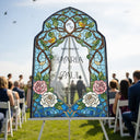 Stained Glass Wedding Sign, Roses Mirror Wedding Welcome Sign - SpeedyOrders