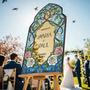 Stained Glass Wedding Sign, Roses Mirror Wedding Welcome Sign - SpeedyOrders