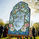 Stained Glass Wedding Sign, Roses Mirror Wedding Welcome Sign - SpeedyOrders