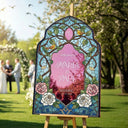 Stained Glass Wedding Sign, Roses Mirror Wedding Welcome Sign - SpeedyOrders