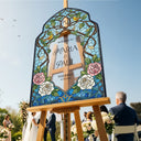Stained Glass Wedding Sign, Roses Mirror Wedding Welcome Sign - SpeedyOrders