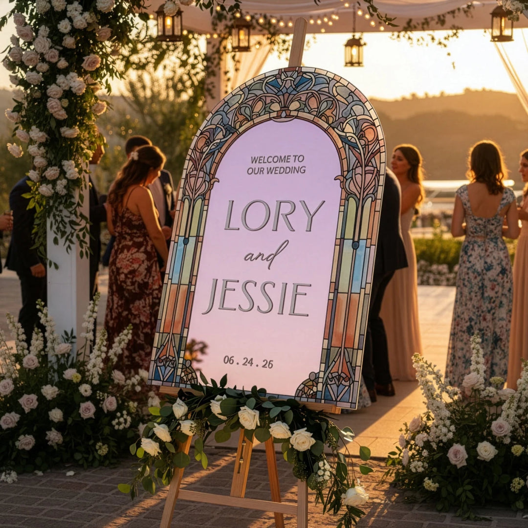 Stained Glass Wedding Welcome Sign - SpeedyOrders