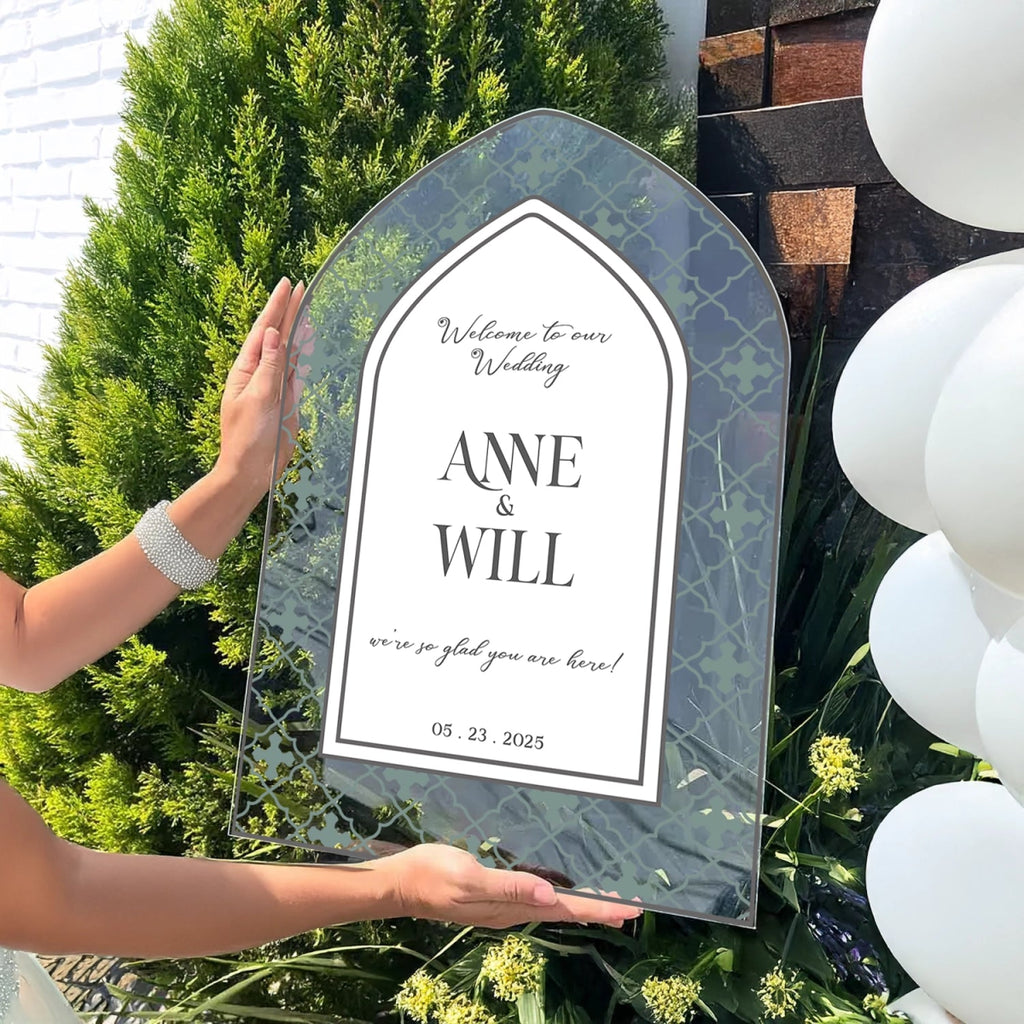 Stained Glass Wedding Welcome Sign, We’re So Glad You’re Here Wedding Entrance Sign - SpeedyOrders