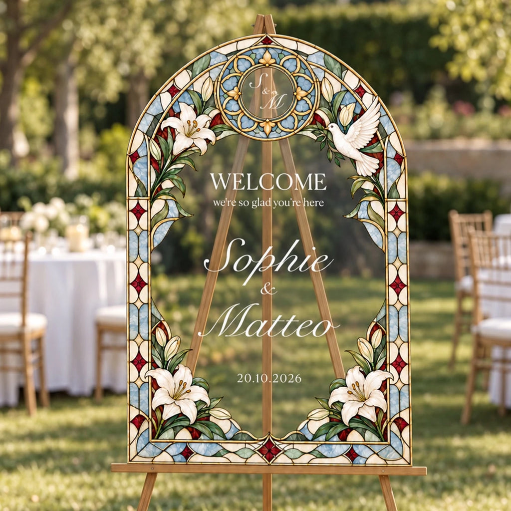 Stained Glass Wedding Welcome Sign | SpeedyOrders