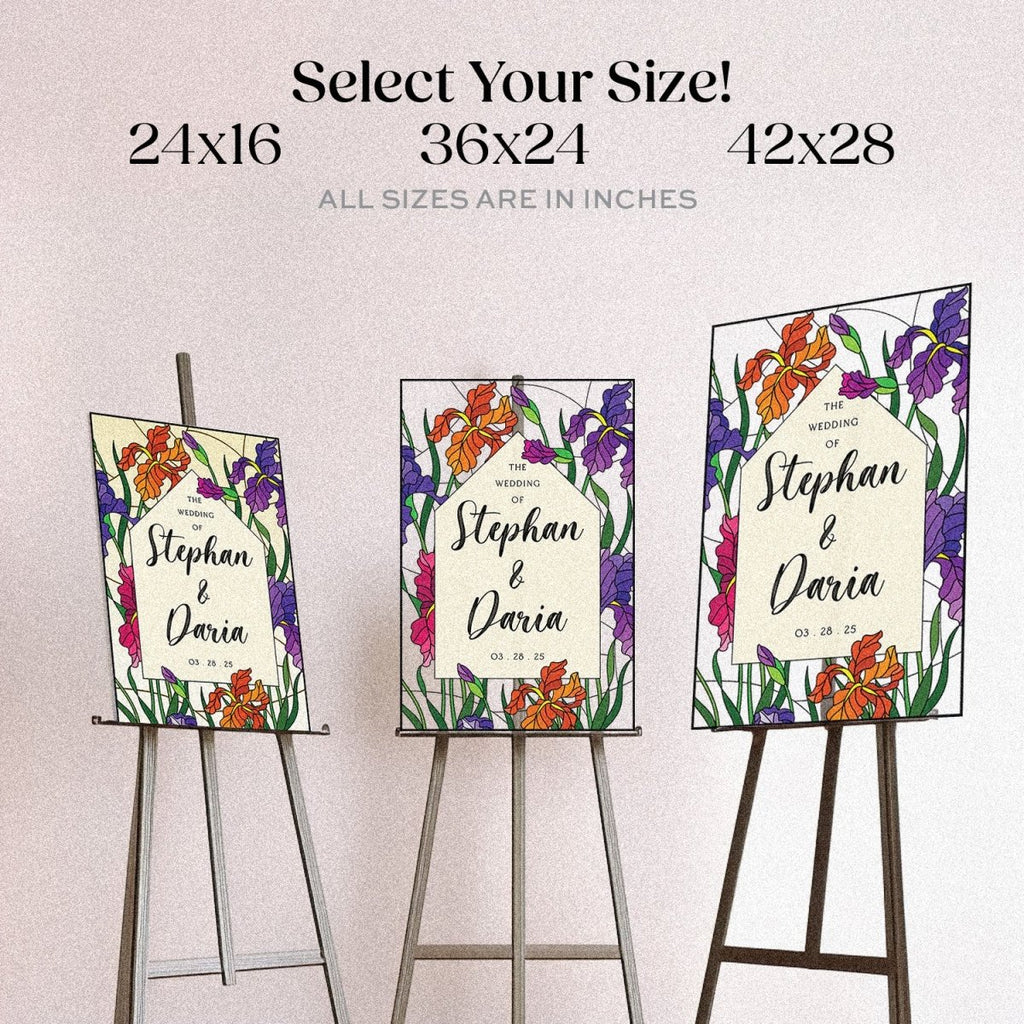 Stained Glass Wild Flowers Wedding Welcome Sign, Wildflowers Wedding Sign - SpeedyOrders