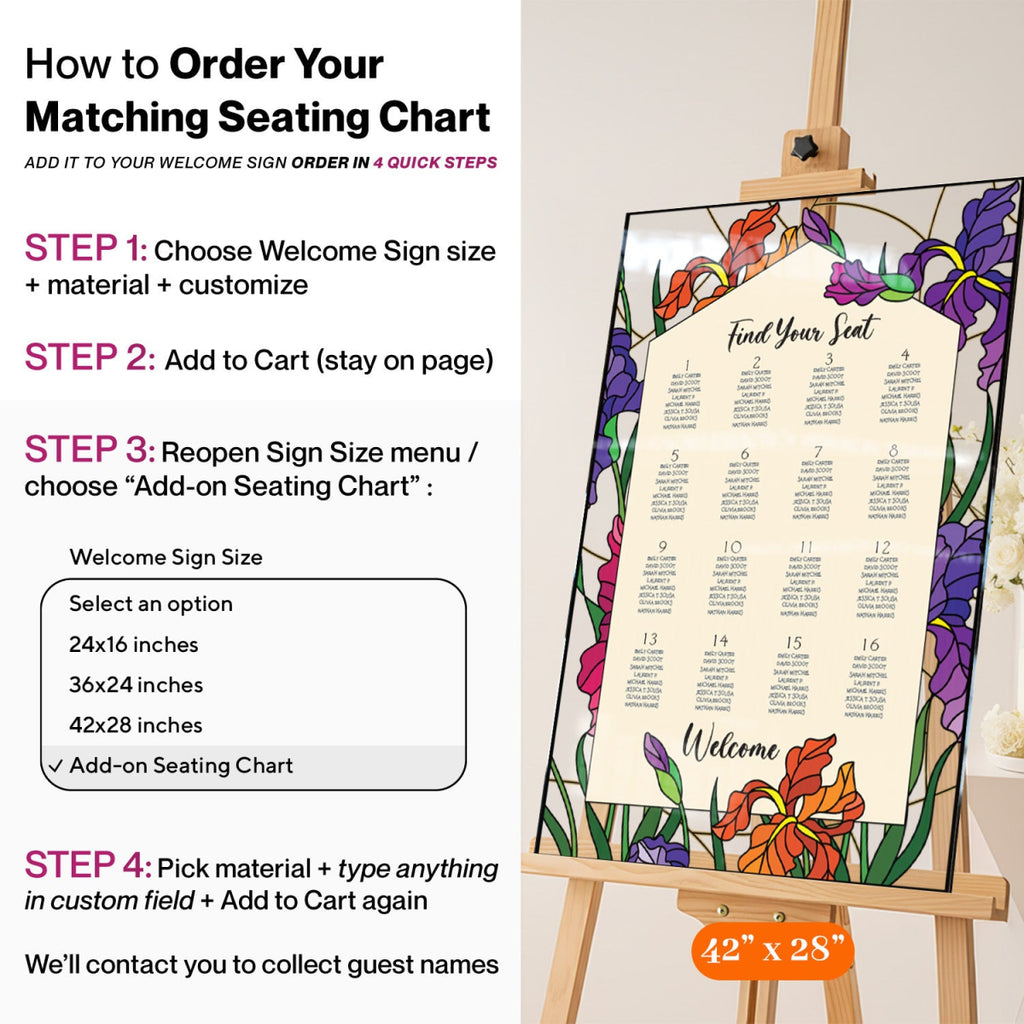 Stained Glass Wild Flowers Wedding Welcome Sign, Wildflowers Wedding Sign - SpeedyOrders