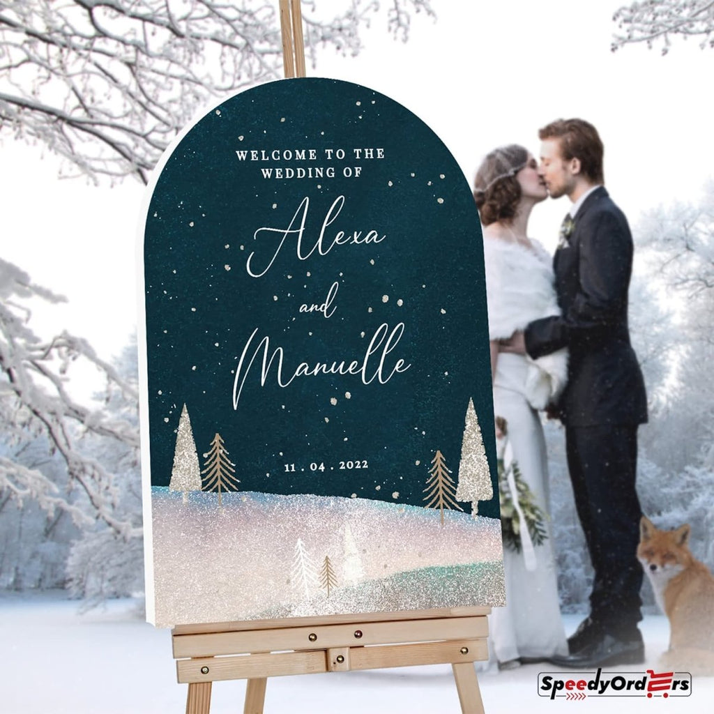 Starry Winter Night Wedding Welcome Sign - SpeedyOrders