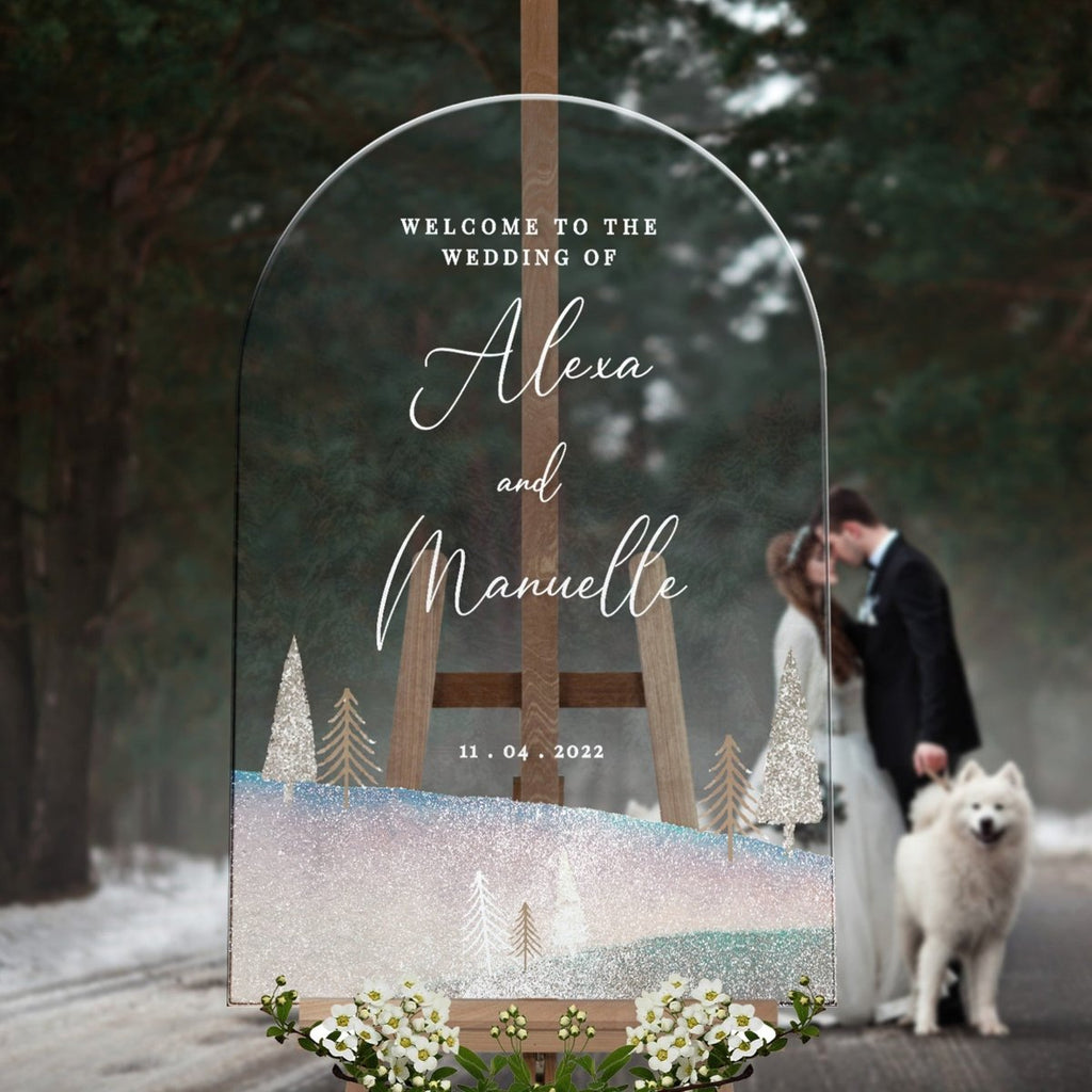 Starry Winter Night Wedding Welcome Sign - SpeedyOrders