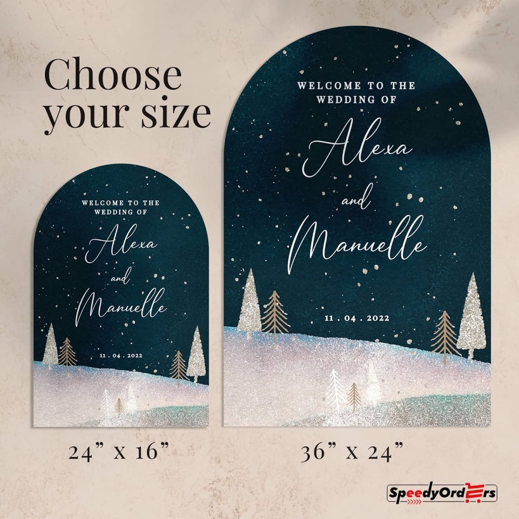 Starry Winter Night Wedding Welcome Sign - SpeedyOrders