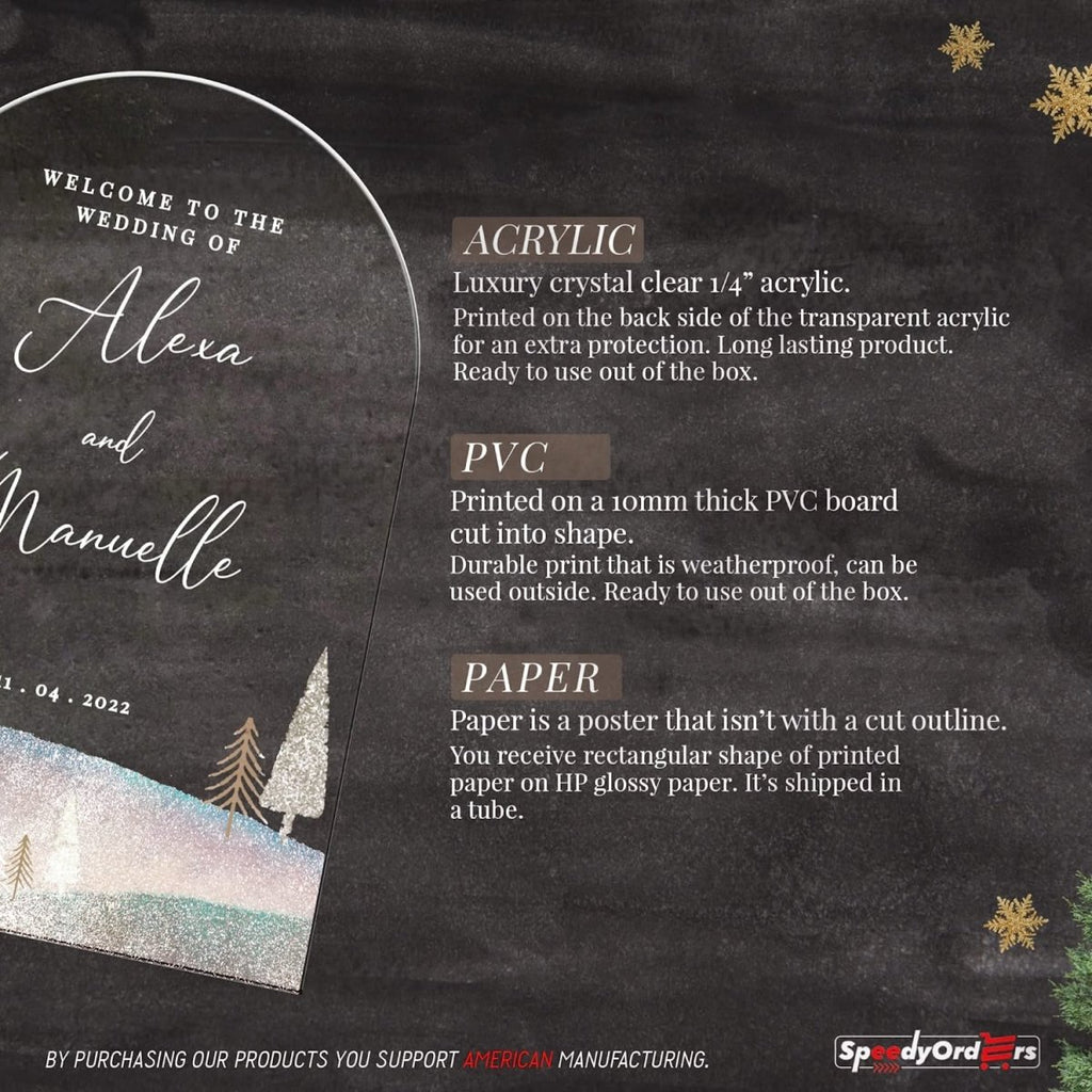 Starry Winter Night Wedding Welcome Sign - SpeedyOrders