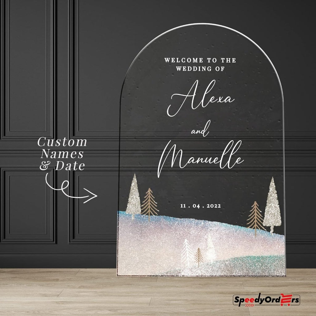 Starry Winter Night Wedding Welcome Sign - SpeedyOrders