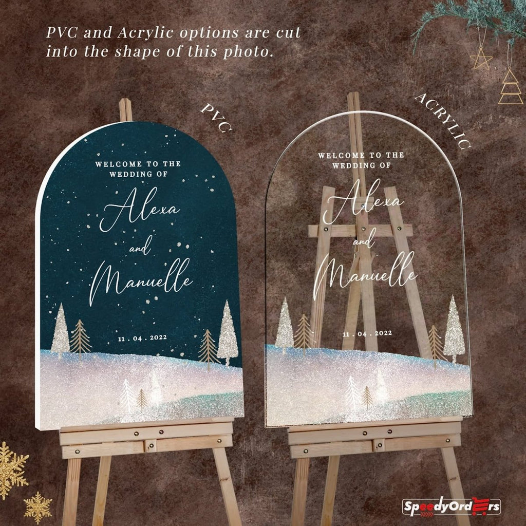 Starry Winter Night Wedding Welcome Sign - SpeedyOrders
