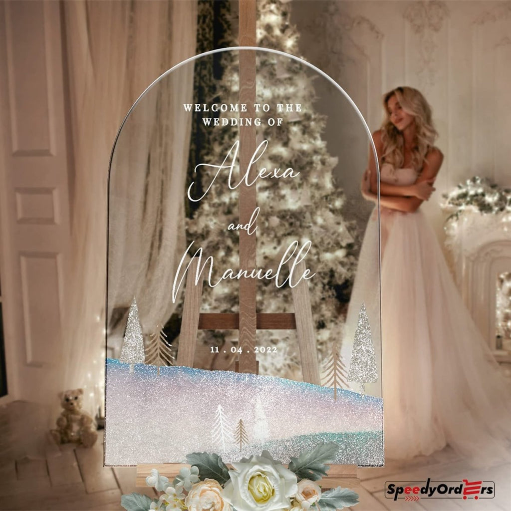 Starry Winter Night Wedding Welcome Sign - SpeedyOrders