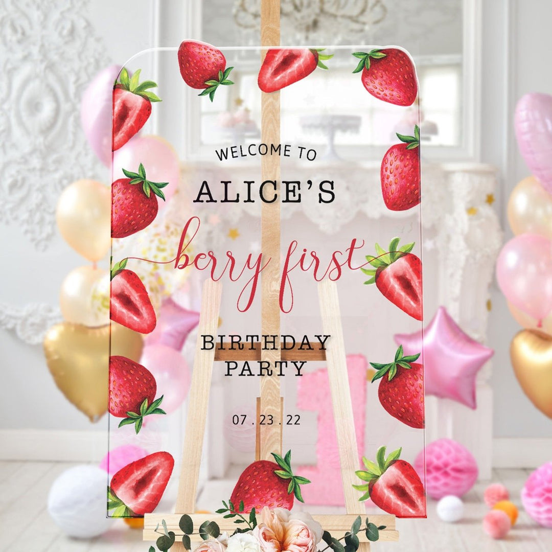 Strawberry Birthday Party Welcome Sign - SpeedyOrders