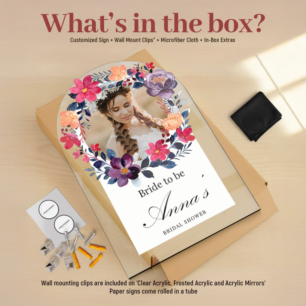 Stunning Floral Bridal Shower Welcome Sign with Photo - SpeedyOrders