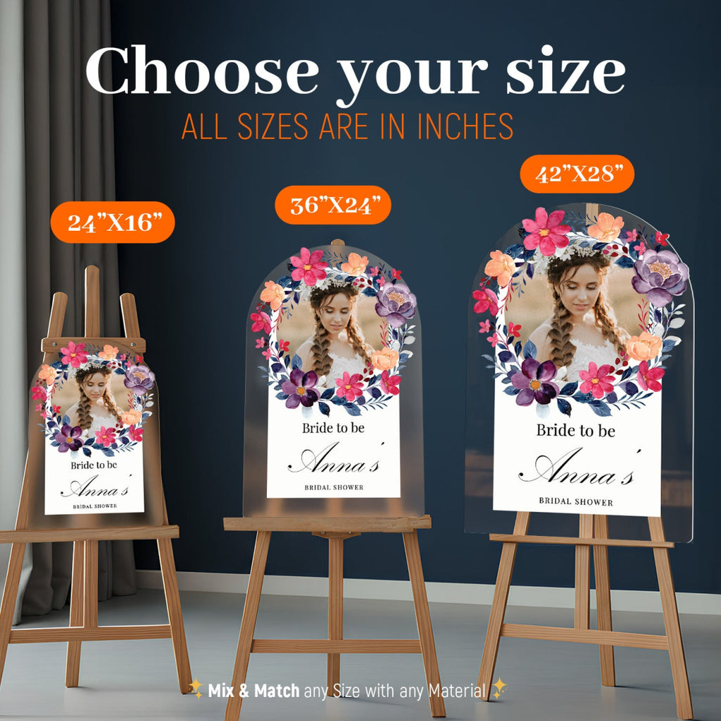 Stunning Floral Bridal Shower Welcome Sign with Photo - SpeedyOrders