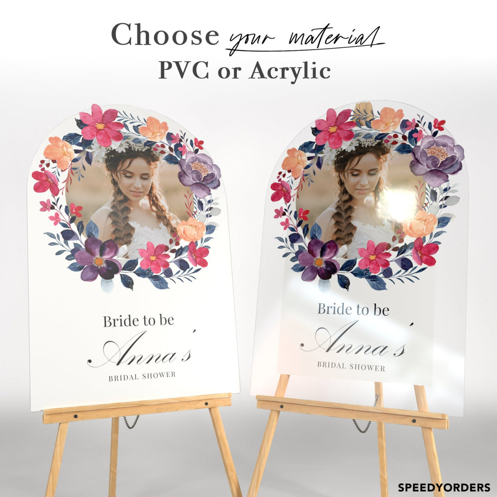 Stunning Floral Bridal Shower Welcome Sign with Photo - SpeedyOrders