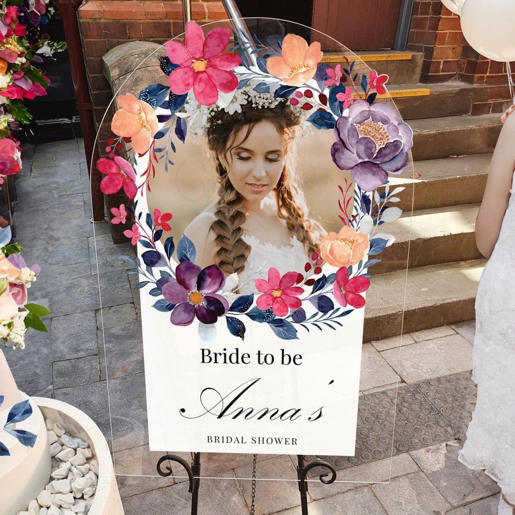 Stunning Floral Bridal Shower Welcome Sign with Photo - SpeedyOrders