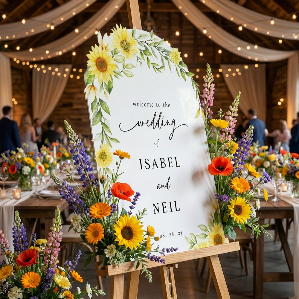 Sunflower Wedding Welcome Sign — Arch - SpeedyOrders