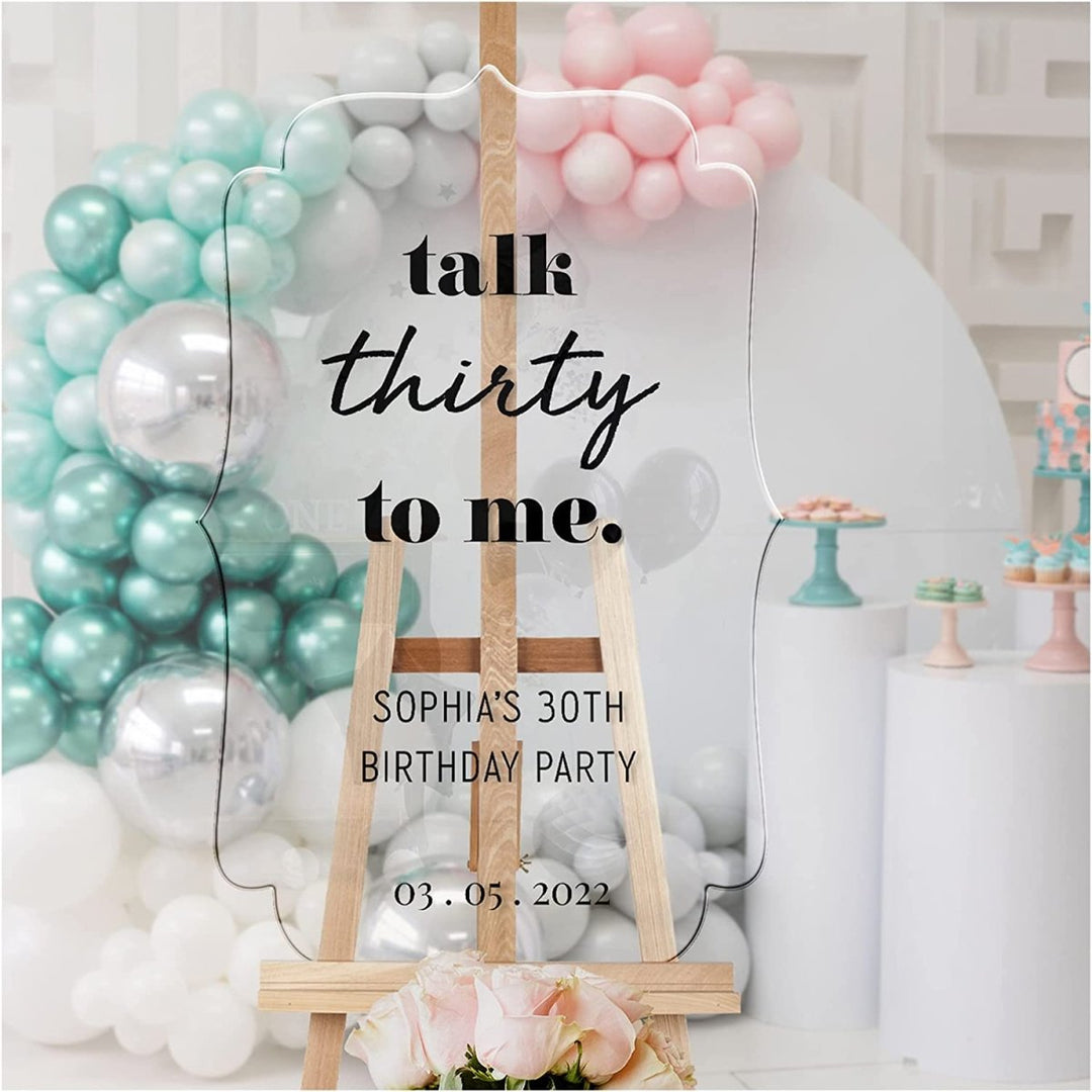 Talk Thirty To Me Birthday Party Welcome Sign - SpeedyOrders