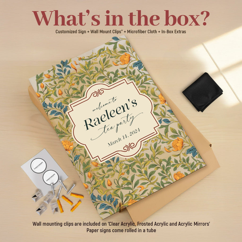 Tea Party Birthday Sign, Tea Party Birthday Welcome Sign - SpeedyOrders