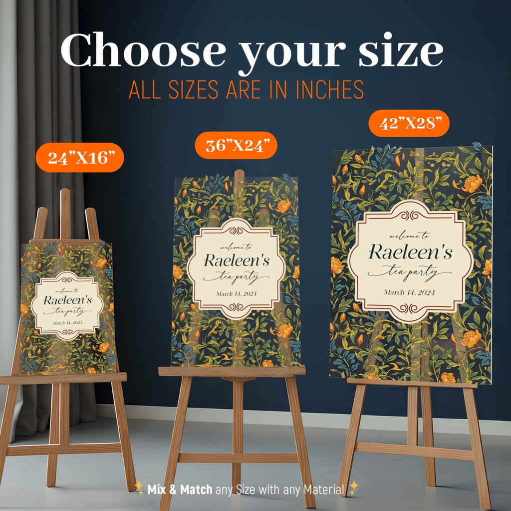 Tea Party Birthday Sign, Tea Party Birthday Welcome Sign - SpeedyOrders