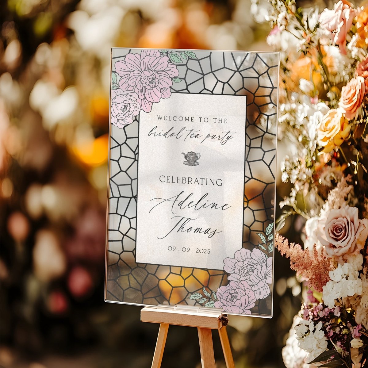 Tea Party Bridal Shower Sign · Acrylic, Frosted & Mirror – SpeedyOrders