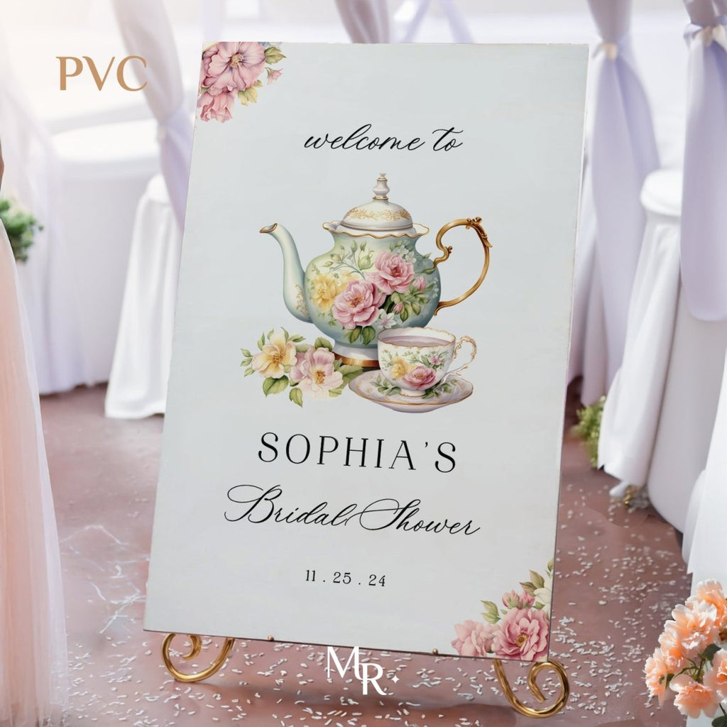 Tea Party Bridal Shower Sign, Bridal Shower Tea Party Sign, High Tea Bridal Shower Welcome Sign, - SpeedyOrders