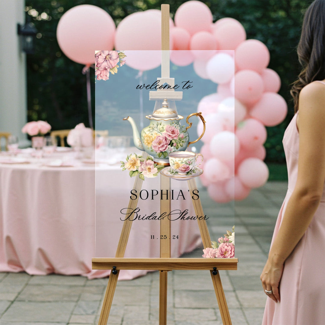 strapless open back dress Tea Party Bridal Shower Sign · Acrylic, Frosted & Mirror – SpeedyOrders