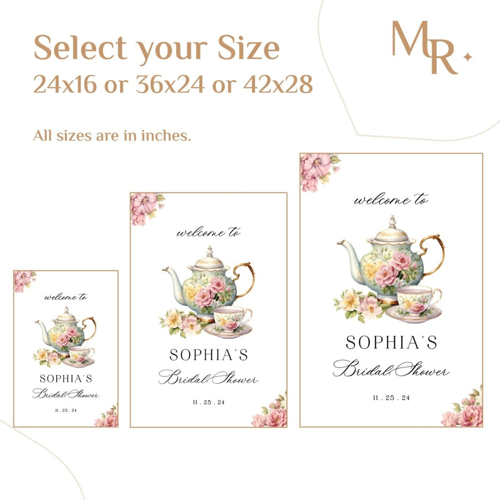 Tea Party Bridal Shower Sign, Bridal Shower Tea Party Sign, High Tea Bridal Shower Welcome Sign, - SpeedyOrders