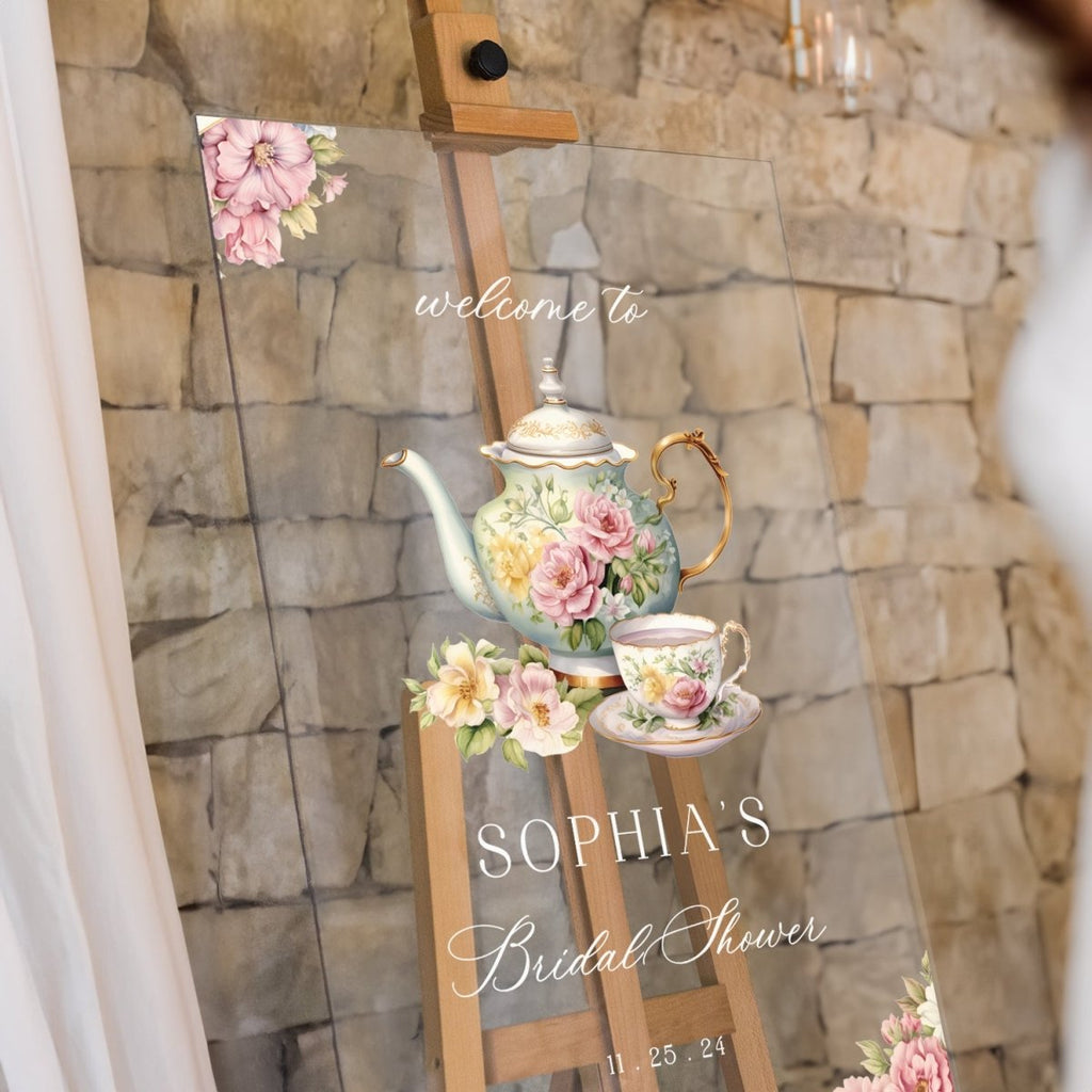 Tea Party Bridal Shower Sign, Bridal Shower Tea Party Sign, High Tea Bridal Shower Welcome Sign, - SpeedyOrders