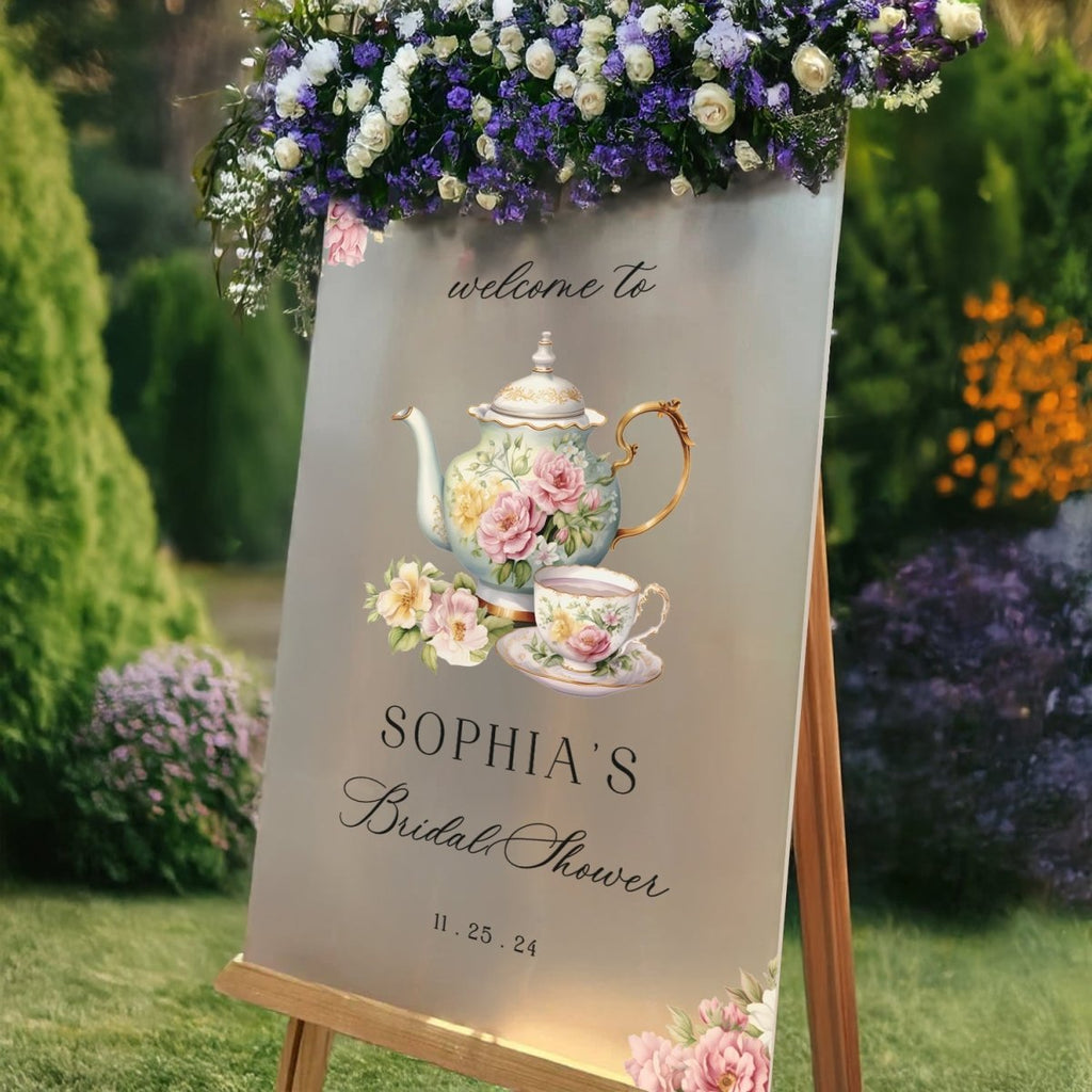 Tea Party Bridal Shower Sign, Bridal Shower Tea Party Sign, High Tea Bridal Shower Welcome Sign, - SpeedyOrders