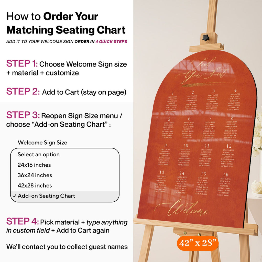 Terracotta Wedding Welcome Sign, Wedding Entrance Sign - SpeedyOrders