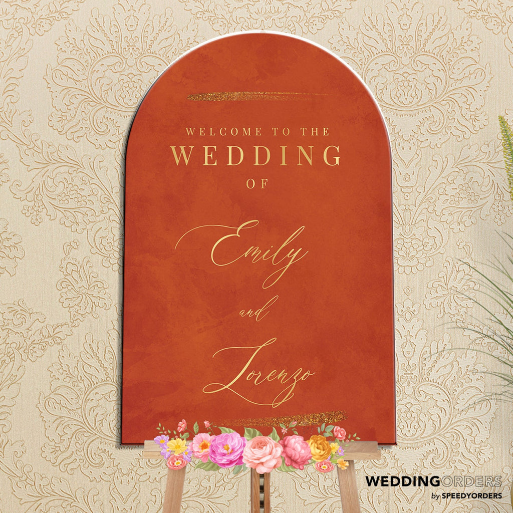Terracotta Wedding Welcome Sign, Wedding Entrance Sign - SpeedyOrders