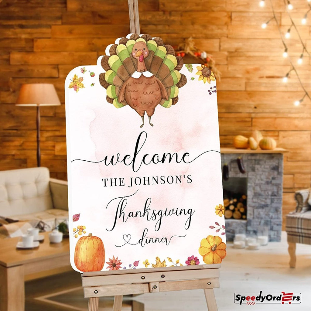 Thanksgiving Festive Turkey and Pumpkin Welcome Sign - SpeedyOrders