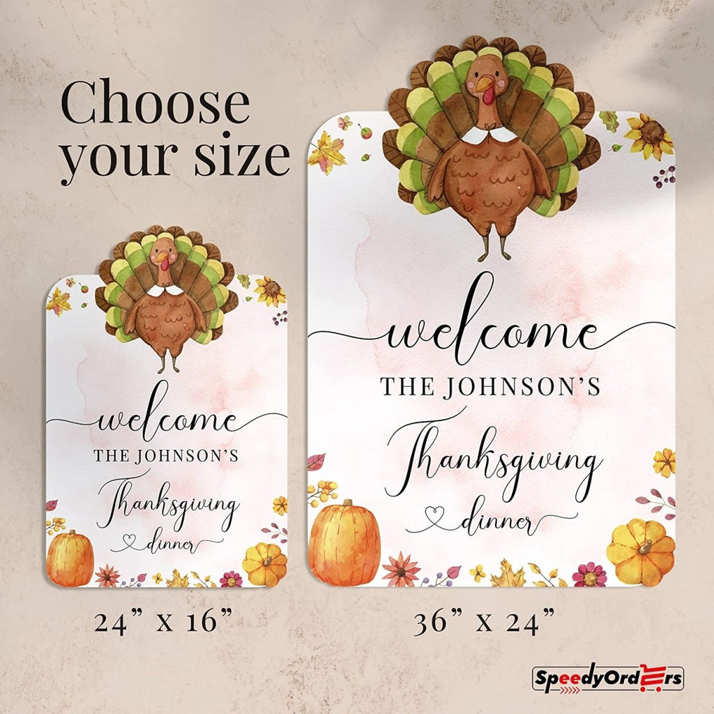 Thanksgiving Festive Turkey and Pumpkin Welcome Sign - SpeedyOrders