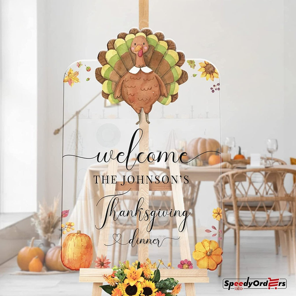 Thanksgiving Festive Turkey and Pumpkin Welcome Sign - SpeedyOrders