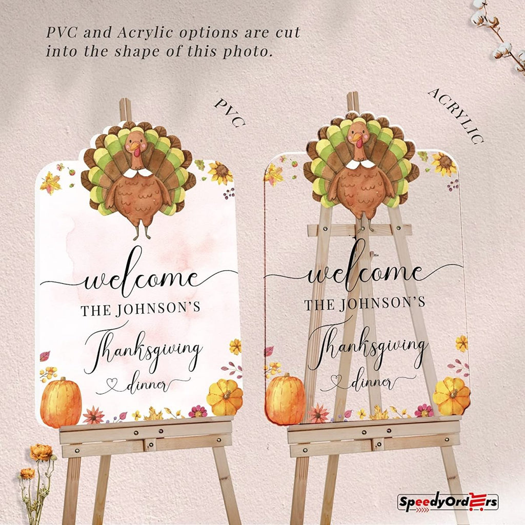 Thanksgiving Festive Turkey and Pumpkin Welcome Sign - SpeedyOrders