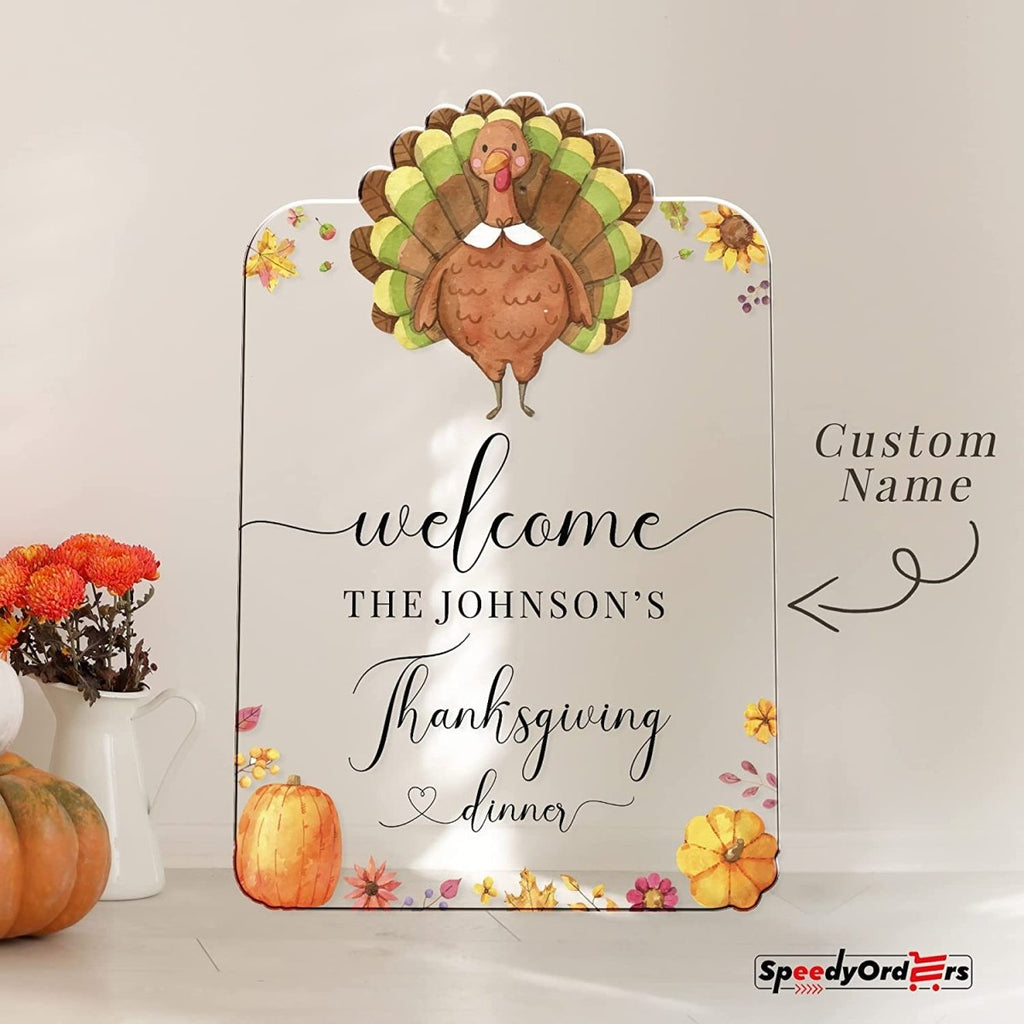 Thanksgiving Festive Turkey and Pumpkin Welcome Sign - SpeedyOrders