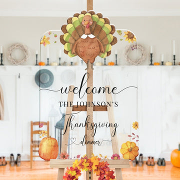 Thanksgiving Festive Turkey and Pumpkin Welcome Sign - SpeedyOrders