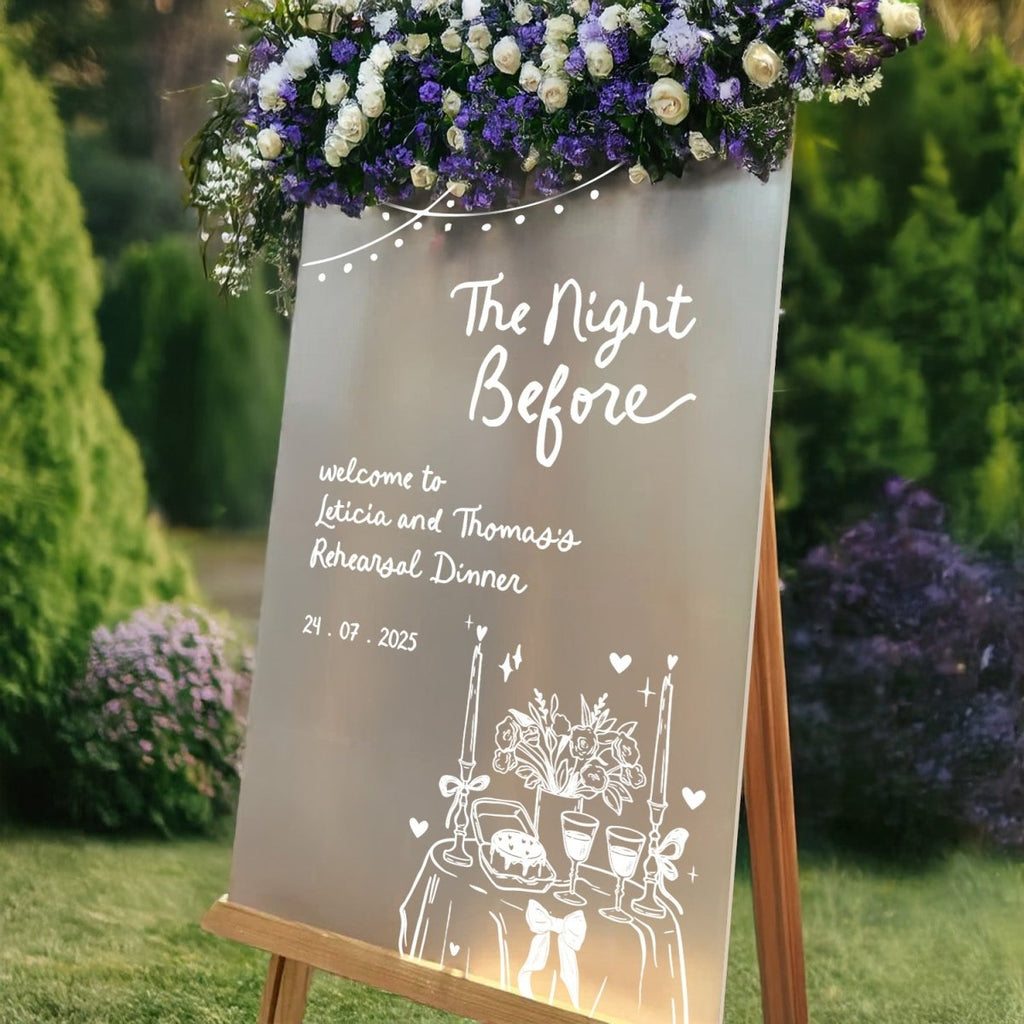Getting Dinner Sign The Night Before Sign, Hand Drawn Wedding Rehearsal Dinner Sign ...
