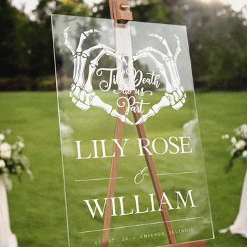 Till Death Do Us Part Wedding Sign, Printed Gothic Black Wedding Welcome Signage - SpeedyOrders