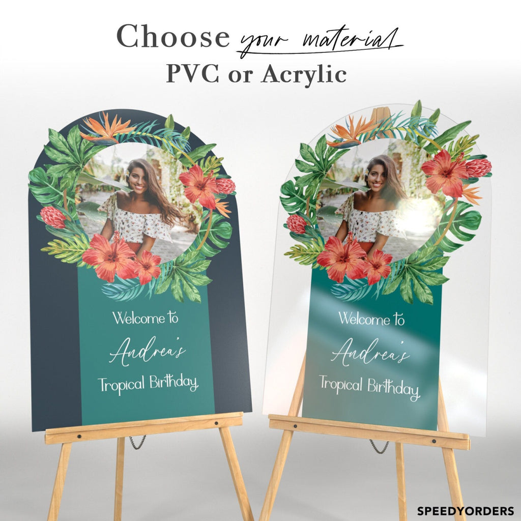 Tropical Birthday Party Welcome Sign, Custom Welcome Board for Birthday Party - SpeedyOrders
