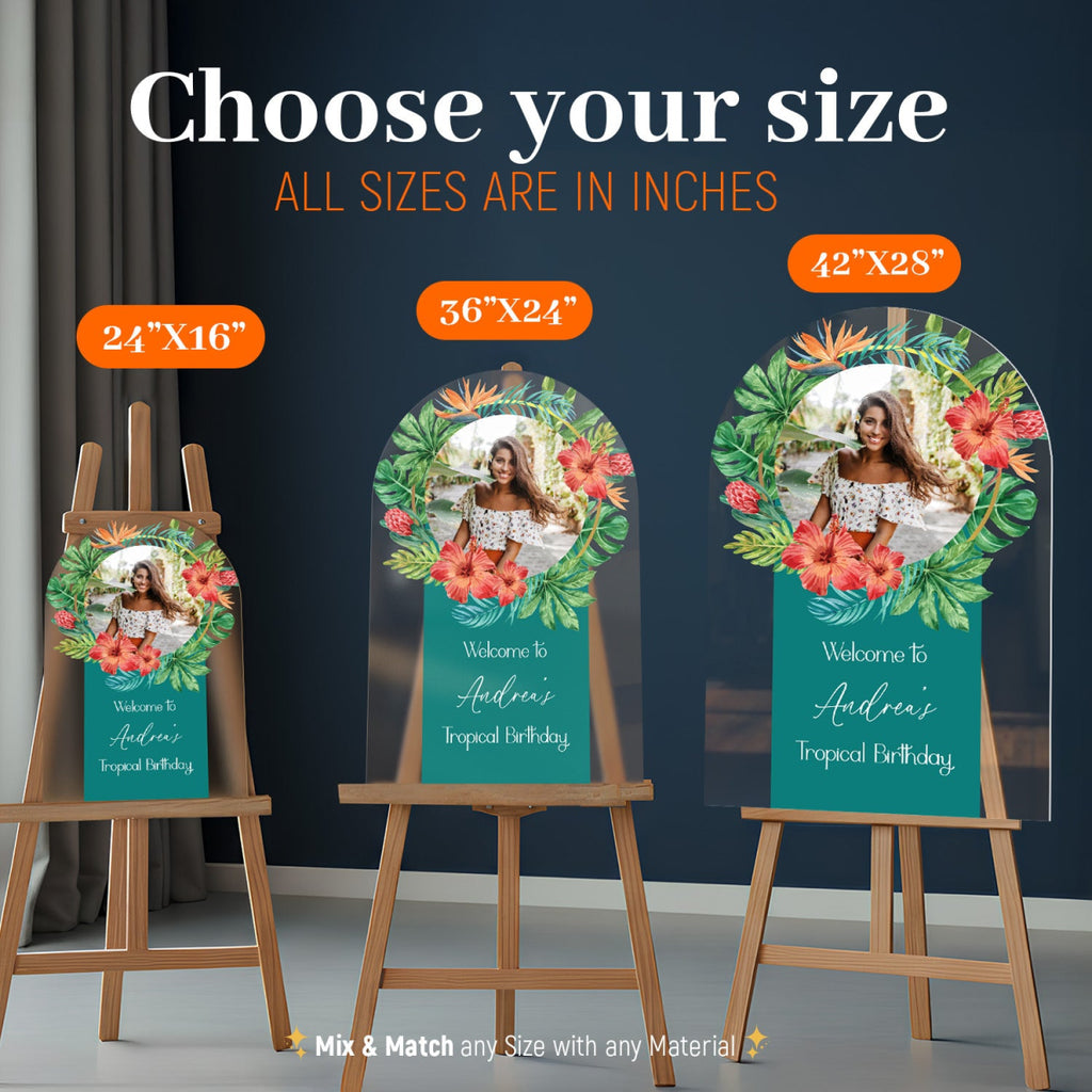 Tropical Birthday Party Welcome Sign, Custom Welcome Board for Birthday Party - SpeedyOrders