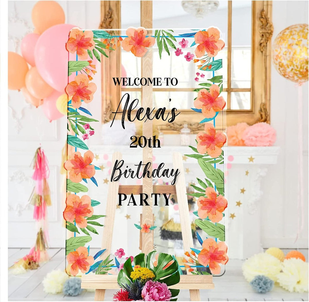 Tropical Floral Theme Birthday Welcome Sign - SpeedyOrders