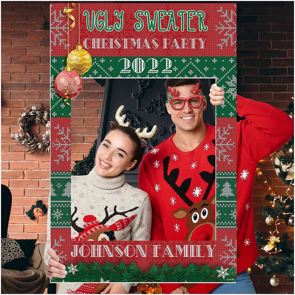 Ugly Christmas Sweater Theme Photo Booth Frame - SpeedyOrders