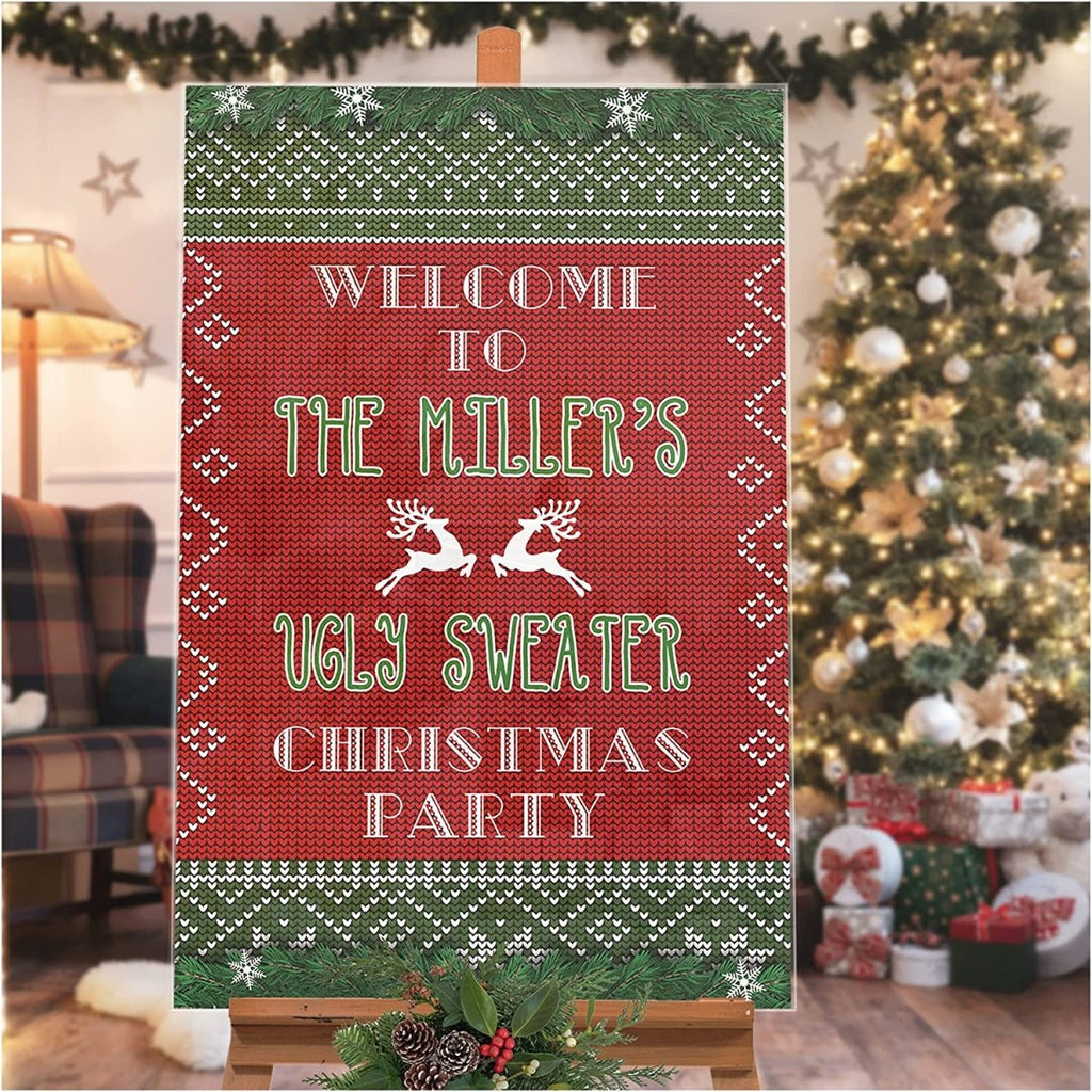 Ugly Sweater Christmas Party Welcome Sign - SpeedyOrders