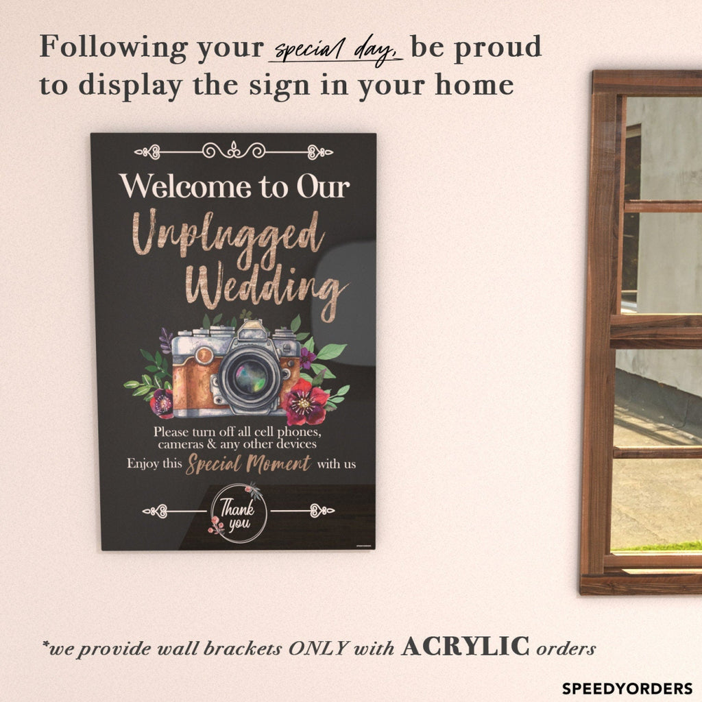 Unplugged Ceremony Sign For Wedding, Unplugged Wedding Sign - SpeedyOrders